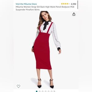 High waist pencil skirt with suspenders